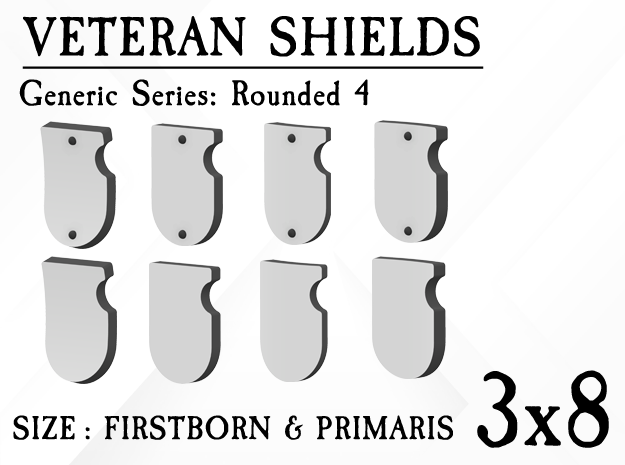 24x Veteran shields. Generic, Round 4 in Tan Fine Detail Plastic: Small