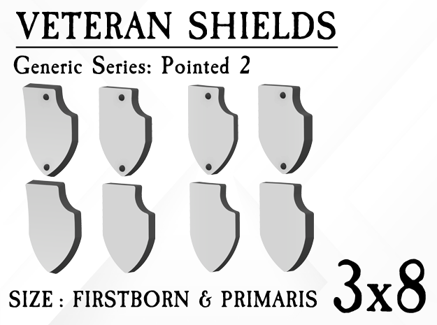 24x Veteran shields. Generic, Point 2 in Tan Fine Detail Plastic: Small