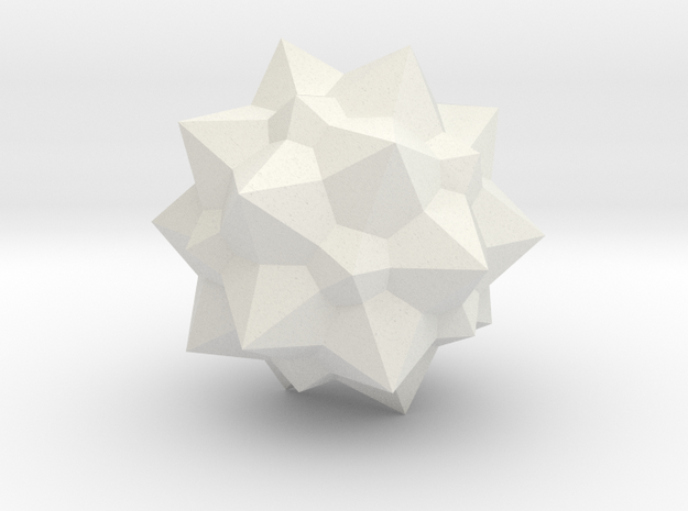 Medial Icosacronic Hexecontahedron - 1 Inch in White Natural Versatile Plastic