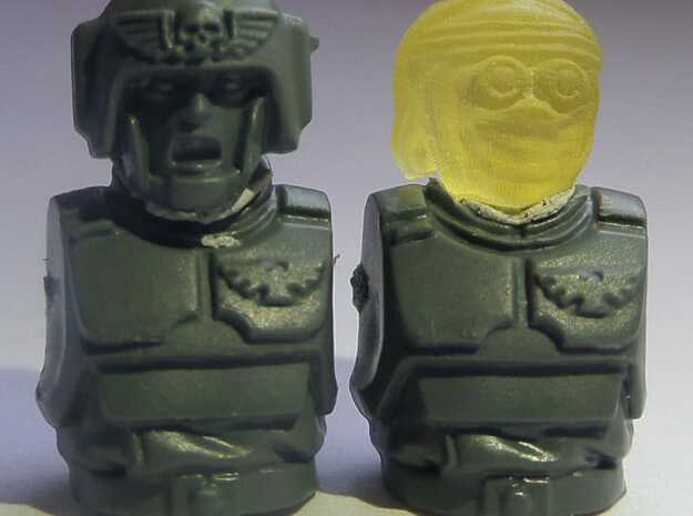  Imperial Soldier Heads With Desert Headgear 3 in Clear Ultra Fine Detail Plastic