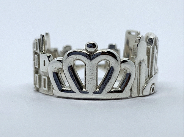 Charlotte Cityscape Ring - Queen City Jewelry in Polished Silver: 8 / 56.75