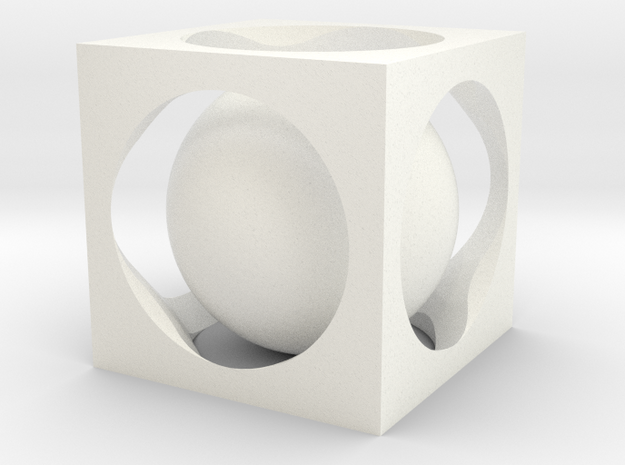 Ball in cube in White Processed Versatile Plastic