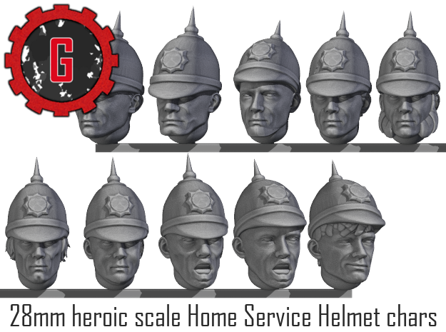 28mm Heroic Scale Characterful Home Service Helmet in Tan Fine Detail Plastic: Small