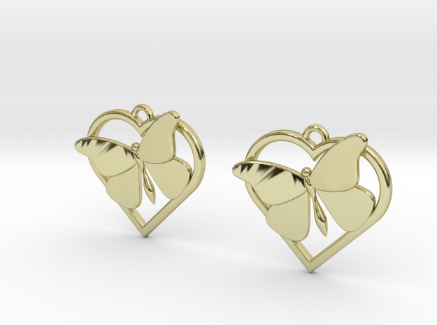 Heart Butterfly Earrings in 18k Gold