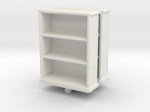 Wooden Bookcase (x2) 1/64 in White Natural Versatile Plastic