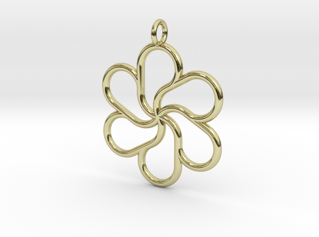 6petal pendant 28mm in 18k Gold Plated Brass