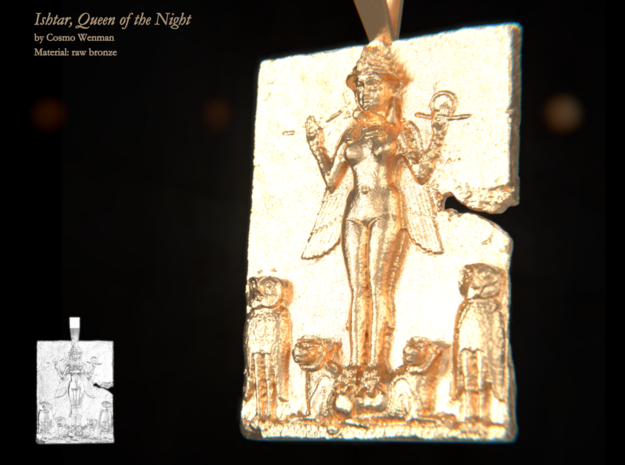 ISHTAR, Queen of the Night necklace pendant in Natural Bronze