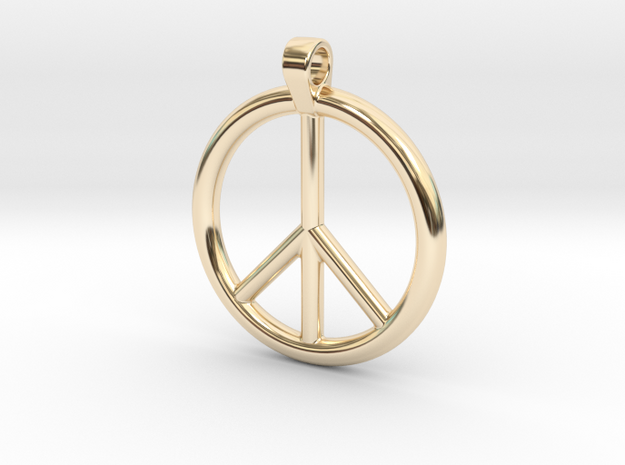 Peace Sign Pendant in 14k Gold Plated Brass
