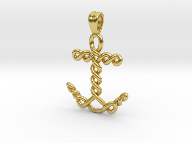 Anchor knot [pendant] in Polished Brass