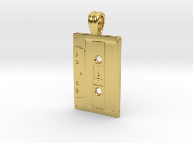 Audio tape [pendant] in Polished Brass