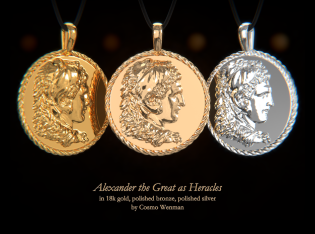 ALEXANDER THE GREAT as Heracles necklace pendant in Polished Silver