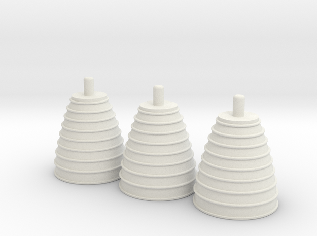 1/100 Space Shuttle Engine Nozzles - Set of 3 in White Natural Versatile Plastic
