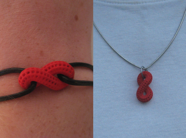 Infinite Loop and Hidden Heart Pendant/Bracelet in Red Processed Versatile Plastic