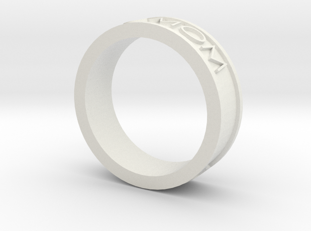 Basic Ring Size 8 ASU MOM in White Natural Versatile Plastic