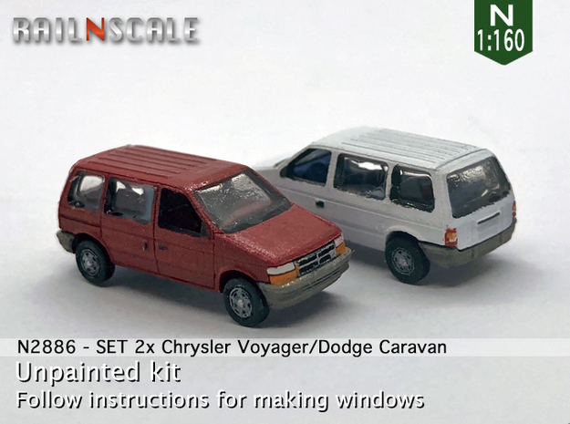 SET 2x Chrysler Voyager (N 1:160) in Tan Fine Detail Plastic