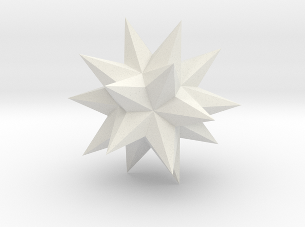 02. Great Stellapentakis Dodecahedron - 1 Inch in White Natural Versatile Plastic
