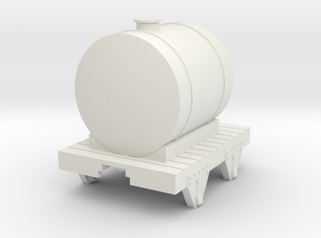 6' Flat Car With Water Tank in White Natural Versatile Plastic