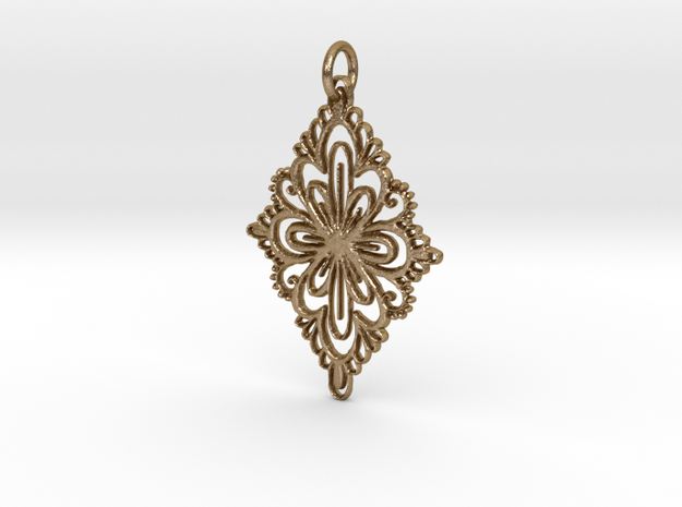 Floral diamond in Polished Gold Steel