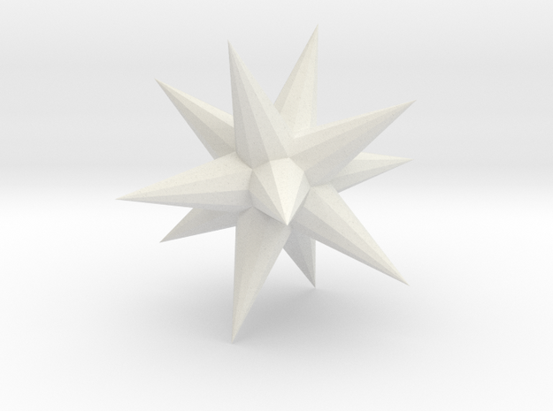 04. Medial Disdyakis Triacontahedron - 1 inch in White Natural Versatile Plastic