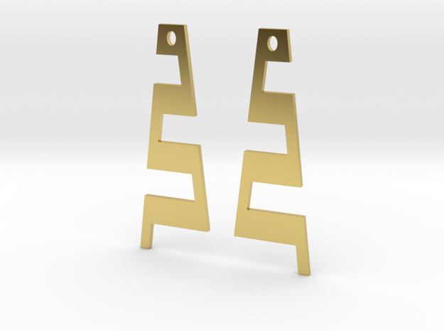 Ziggurat (Earring Charm) in Polished Brass