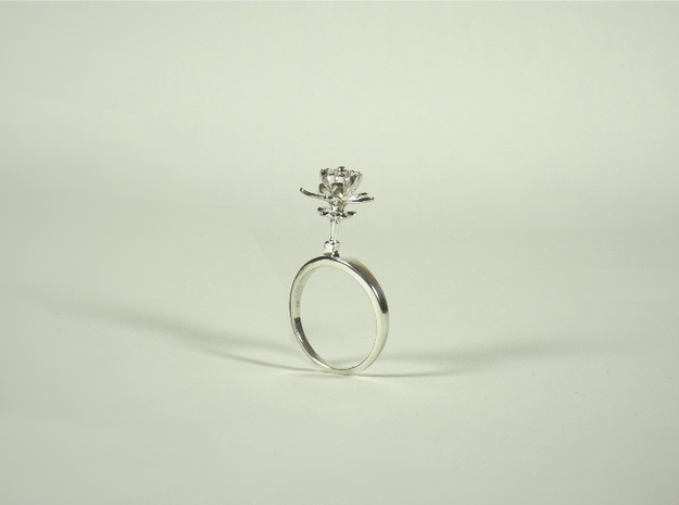 Ring with one small flower of the Choisya in Rhodium Plated Brass: 7.25 / 54.625