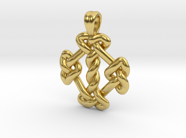 Square knot [pendant] in Polished Brass