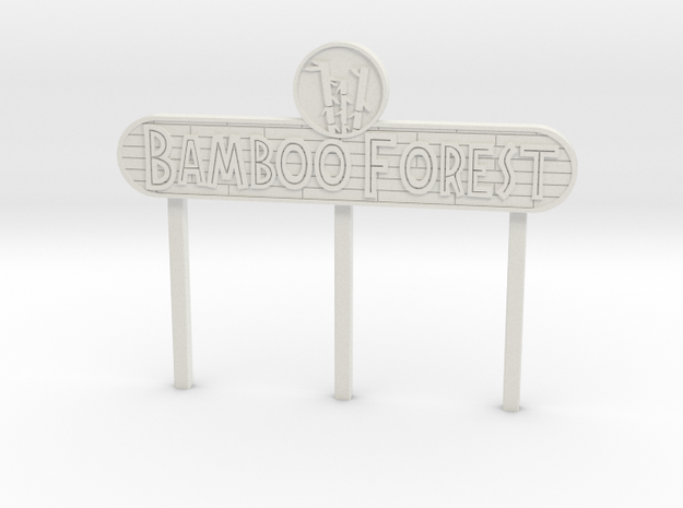 Modern Bamboo Forest Sign in White Natural Versatile Plastic