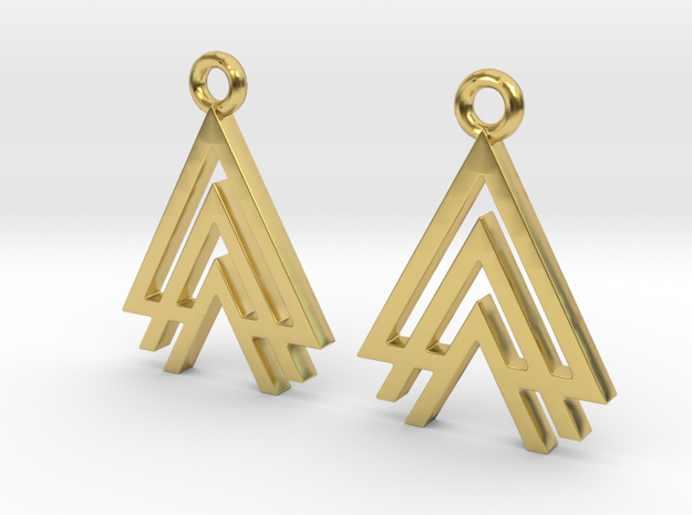 Tritriangles [Earrings] in Polished Brass
