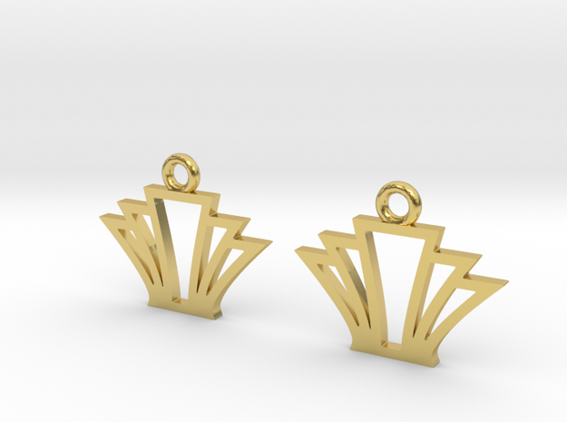 Squared palm [Earrings] in Polished Brass