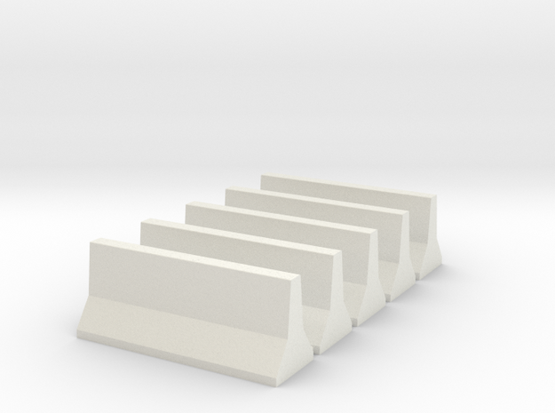 Jersey Barrier x5 in White Natural Versatile Plastic