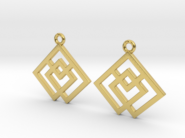 Squares [Earrings] in Polished Brass
