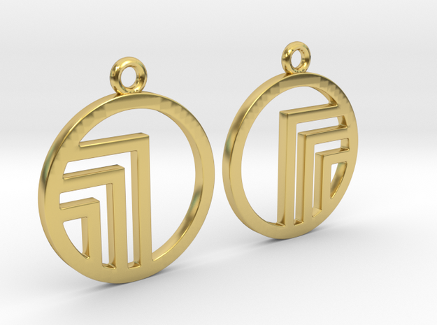 Circle'n angles [Earrings] in Polished Brass