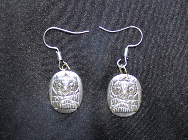 Owl Earrings in Natural Silver