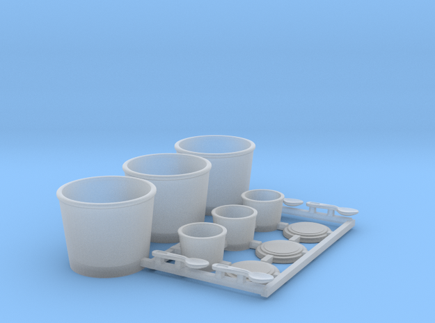 Fastfood Buckets and Cups 1/12 scale in Smooth Fine Detail Plastic