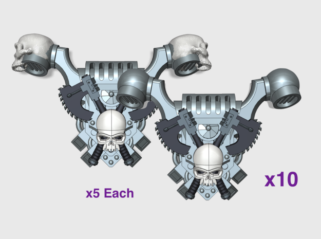 10x Skull Grinders - Chaos:1 PACs Set2 in Tan Fine Detail Plastic