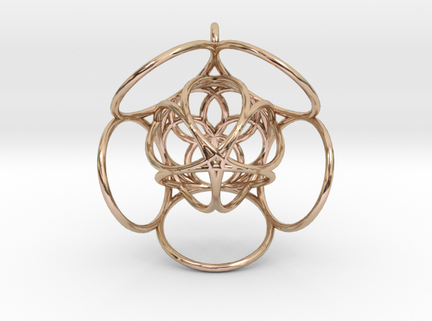 pentagram pendant3 in 14k Rose Gold Plated Brass