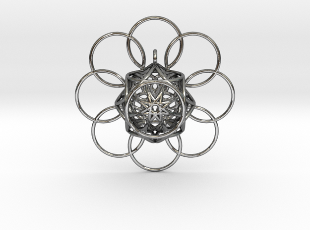 Octagram Pendant3 in Polished Silver