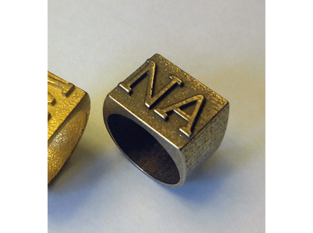 NA Letter ring in Polished Nickel Steel