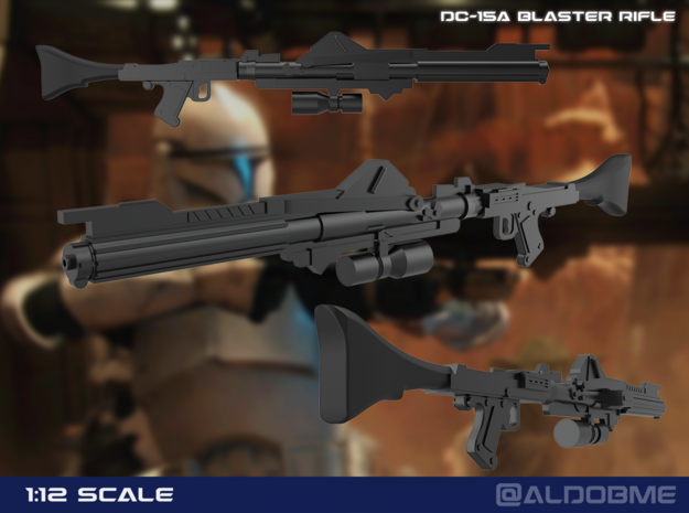 DC-15A blaster rifle (without attachments) in Tan Fine Detail Plastic