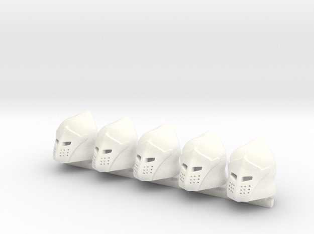 5 x Pig face helmet in White Processed Versatile Plastic