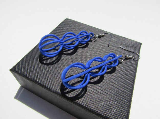 Wave earrings in Blue Processed Versatile Plastic