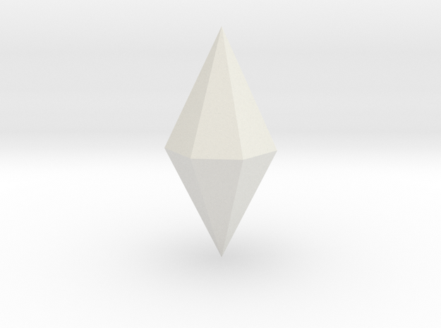 01. Heptagonal Dipyramid - 1 Inch in White Natural Versatile Plastic