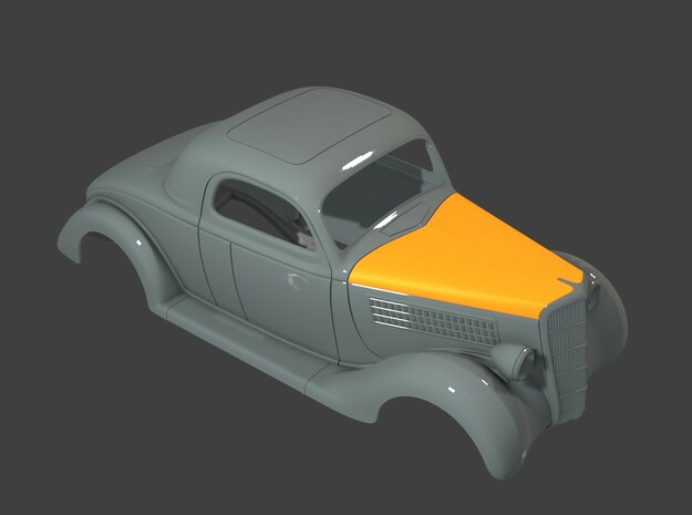 1935 Ford Coupe Hood (Multiple Scales) in White Natural Versatile Plastic: 1:8
