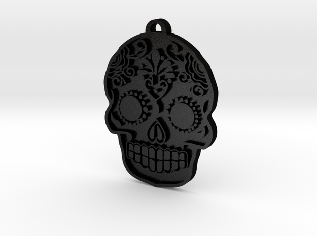 skull pendant  in Matte Black Steel