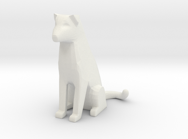 Sitting Cat Dog in White Natural Versatile Plastic: Small