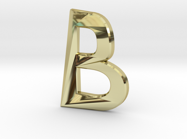 Distorted letter B no rings in 18k Gold Plated Brass