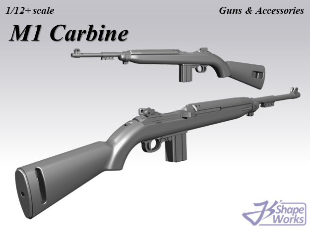 1/12+ M1 Carbine in Smoothest Fine Detail Plastic: 1:12