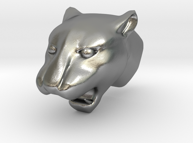 Panther-head charm in Natural Silver