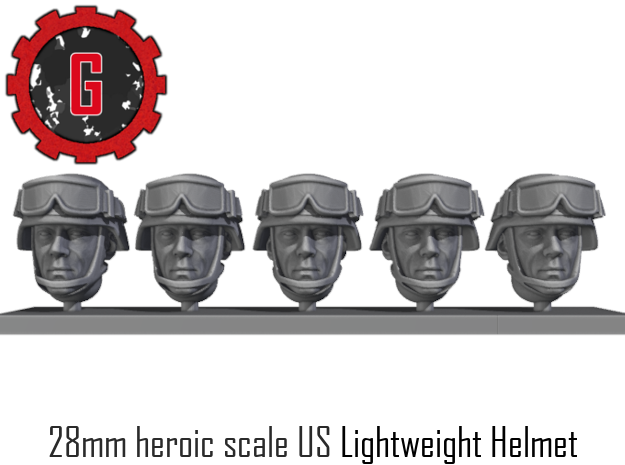 28mm Heroic Scale US Combat Helmets in Tan Fine Detail Plastic: Small