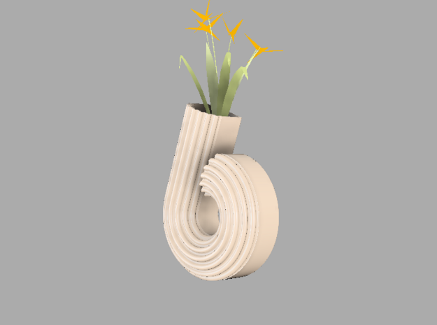 Number planter "6" in Glossy Full Color Sandstone